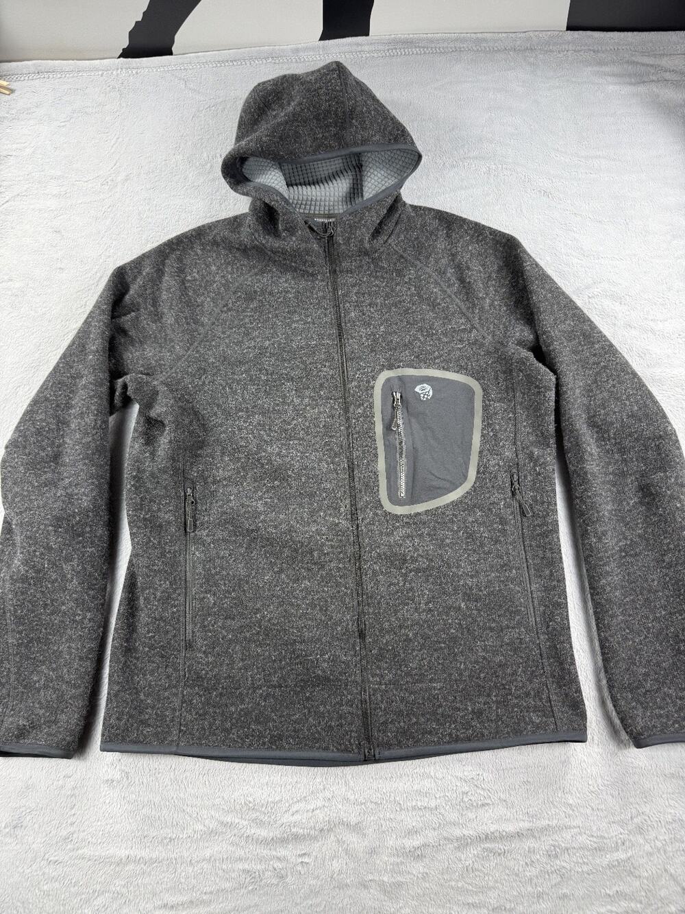 Mountain Hardwear Mens Medium Full Zip Hatcher Wool Jacket Fleece Gray Pockets